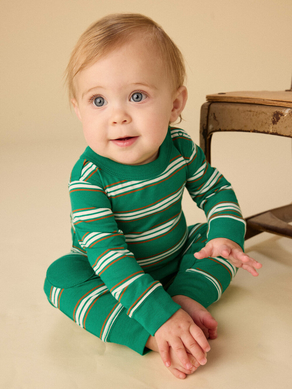Stripe Knee Patch Romper