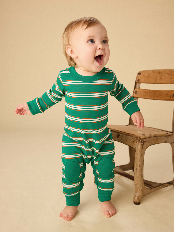 Stripe Knee Patch Romper