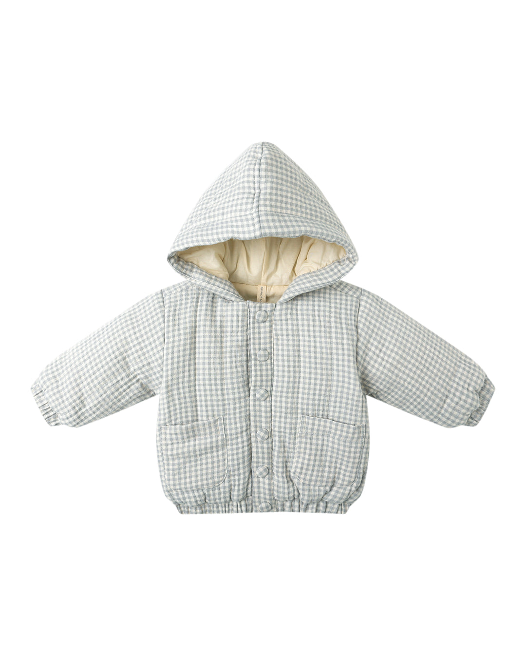 Hooded Woven Jacket Blue Gingham