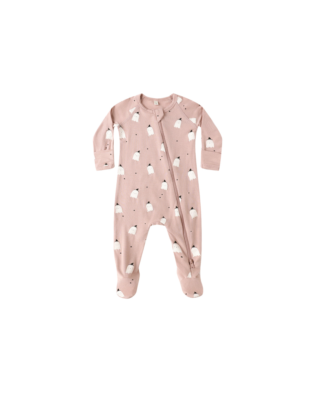 Pink Ghosts Bamboo Zipper Footie