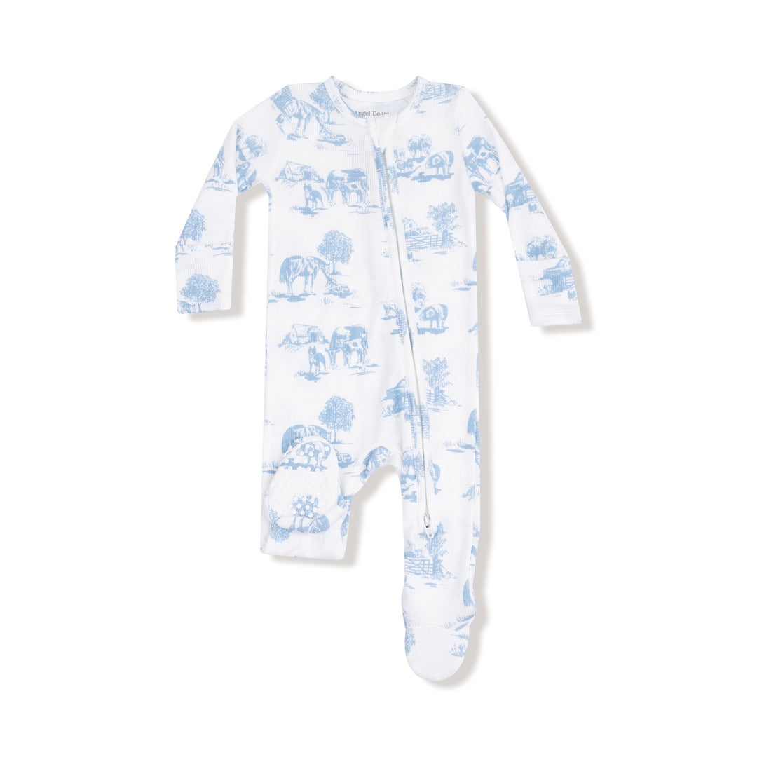 Farm Toile Zipper Footie