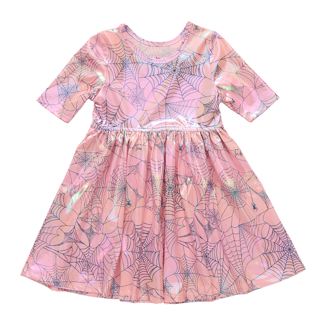 Pink Spider Web Lame Steph Dress