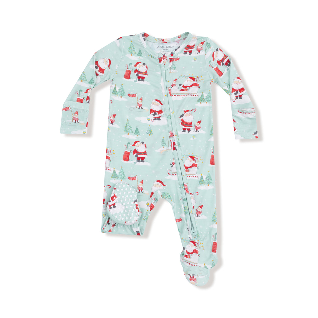 Golfing Santa And Elves - 2 Way Zipper Footie