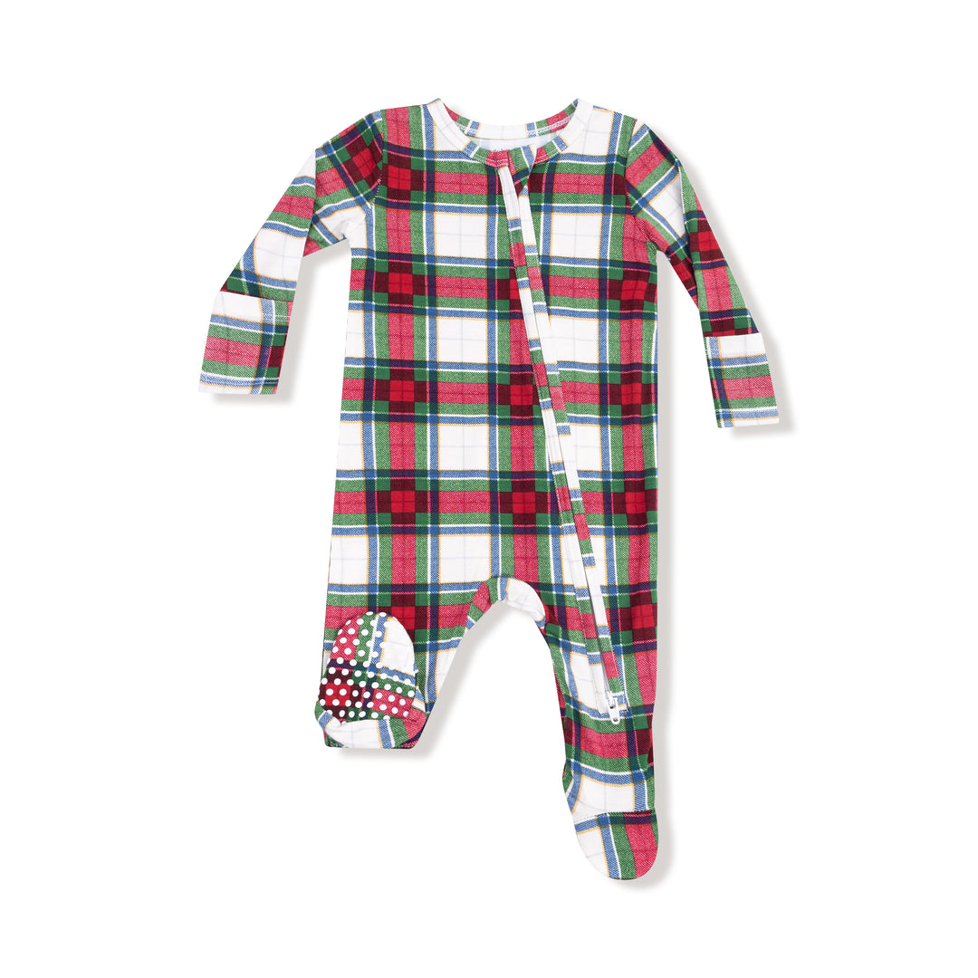 Holiday Plaid 2 way Zipper Footie