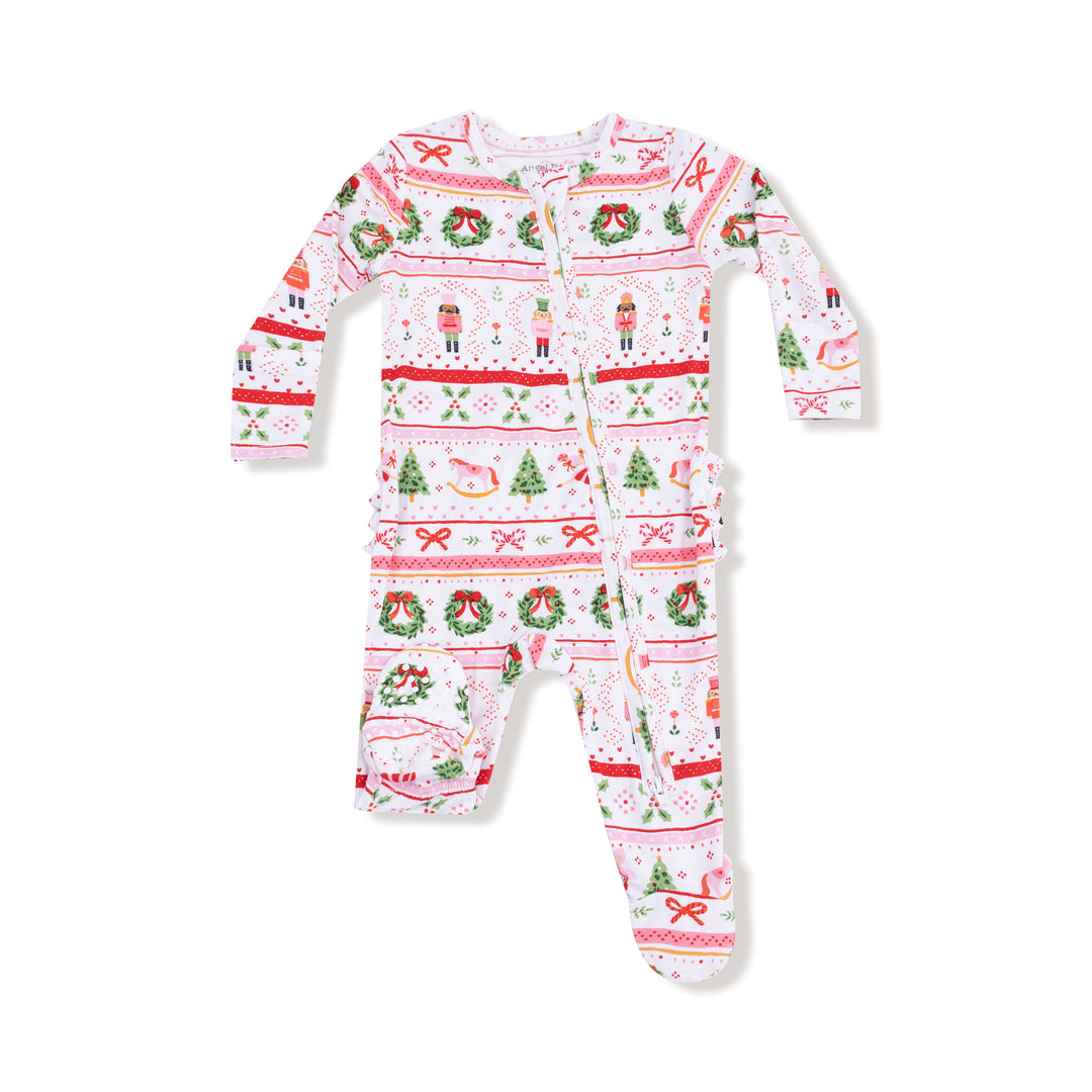 Sugar Plum Fairy Nutcracker Fair Isle Ruffle Footie