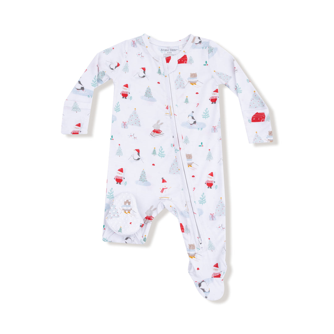 Santa Ski Friends Zipper Footie