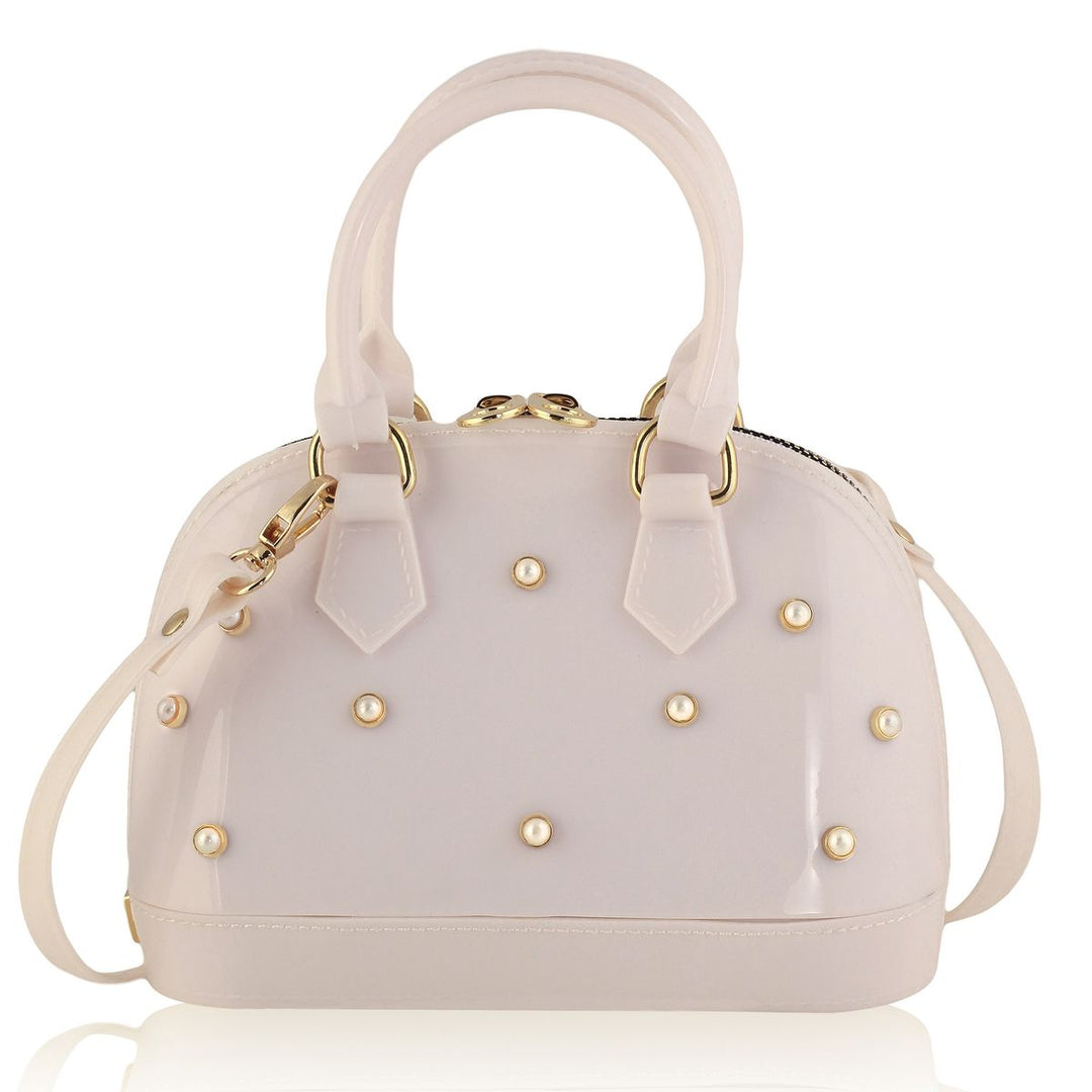 Blush White Cate Purse with Pearls