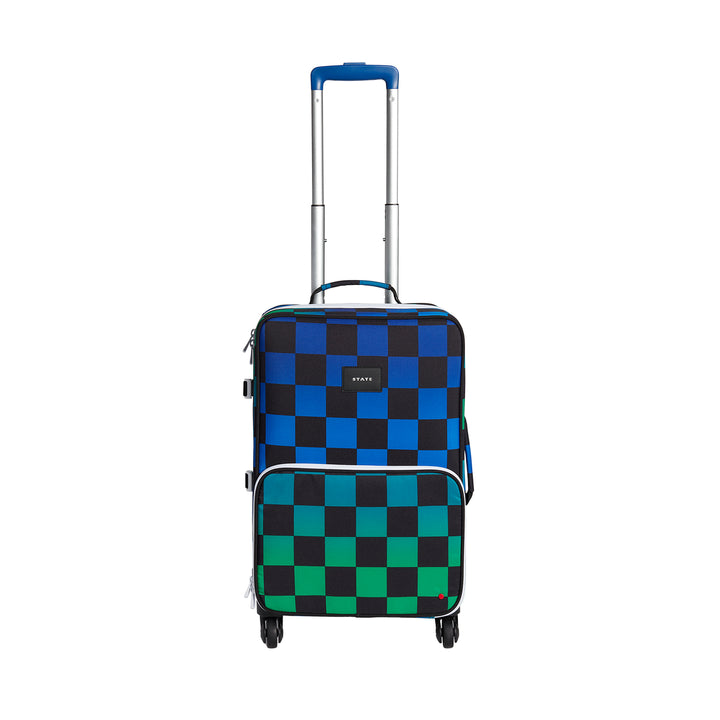 Logan Carry On Suitcase Blue Checkerboard
