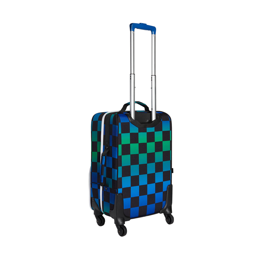 Logan Carry On Suitcase Blue Checkerboard