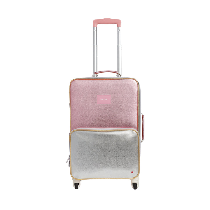 Logan Carry On Suitcase Pink/Silver