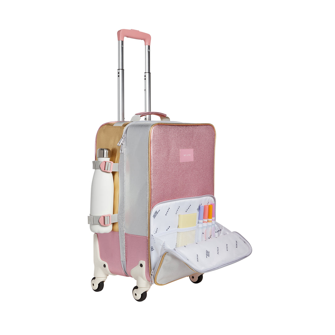 Logan Carry On Suitcase Pink/Silver