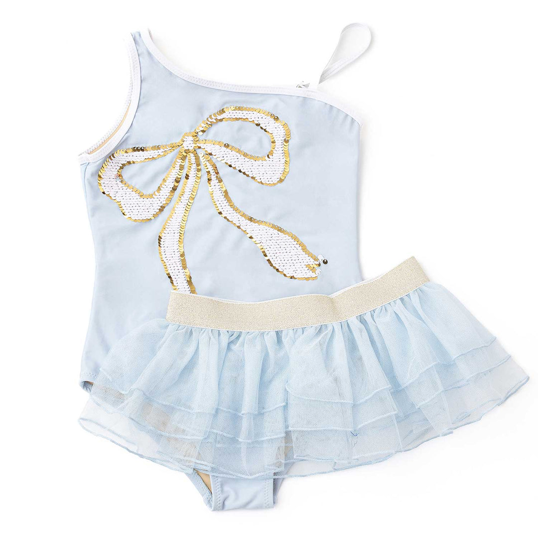 Blue Bow One Piece & Tutu Swim Set
