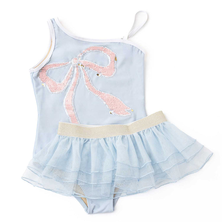 Blue Bow One Piece & Tutu Swim Set