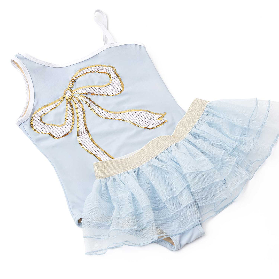 Blue Bow One Piece & Tutu Swim Set
