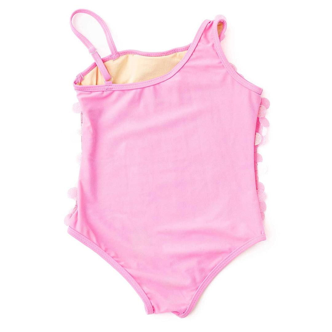 Pink Paillette One Shoulder One Piece Swimsuit
