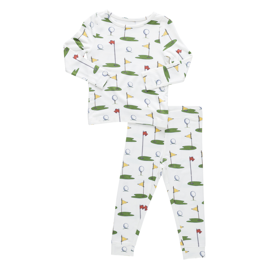 Cream Golf Tournament Bamboo Pajama Set