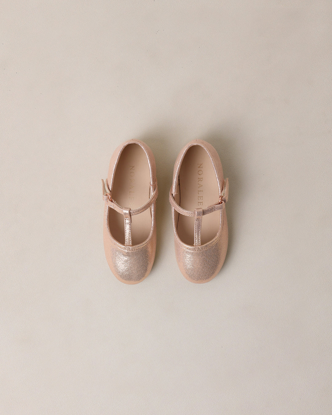 T-strap Ballet Flats Pink Shimmer