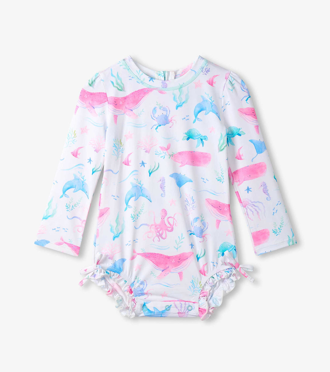 Painted Sea Life Rash Guard Swimsuit