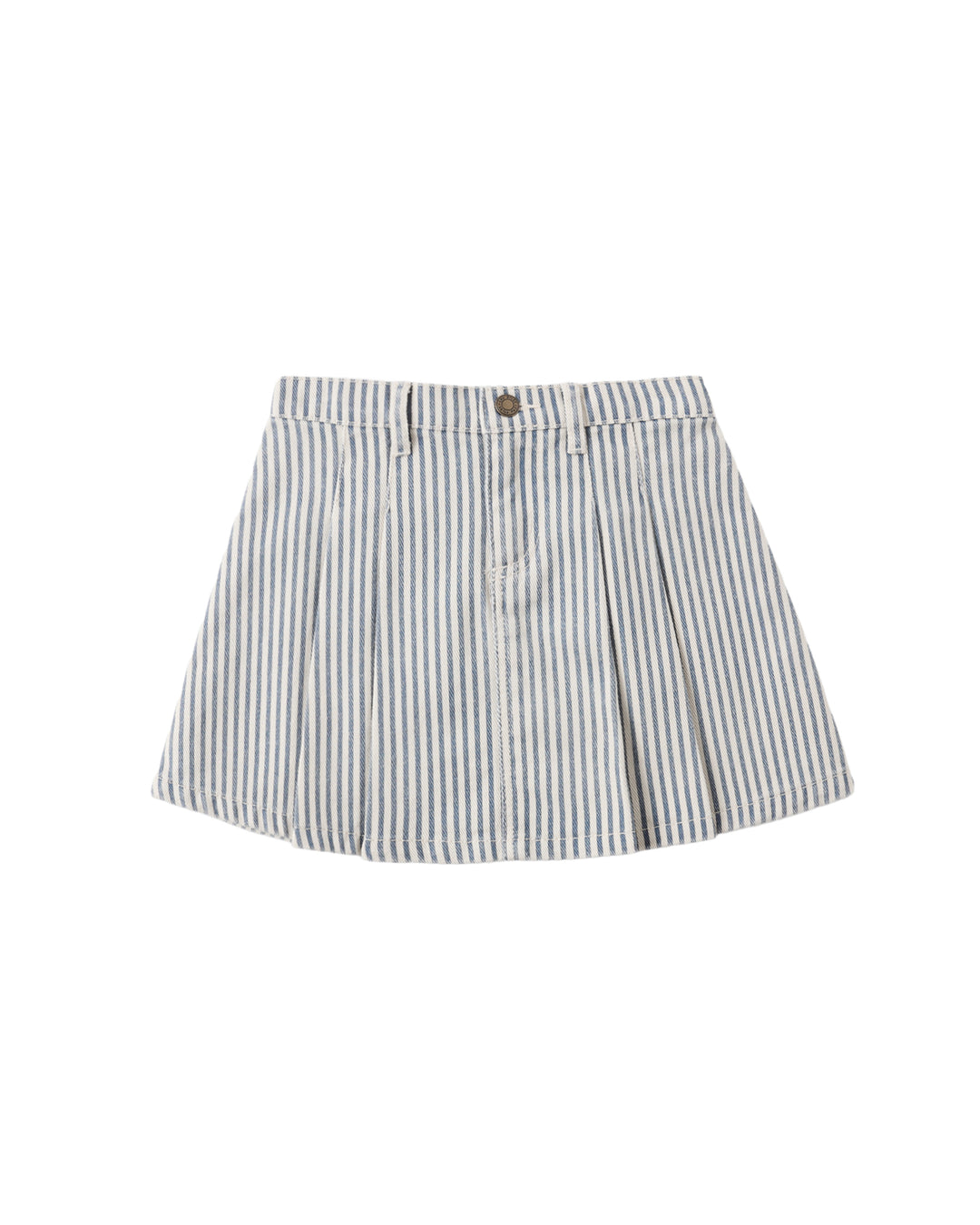 Pleated Denim Skirt Railroad Stripe
