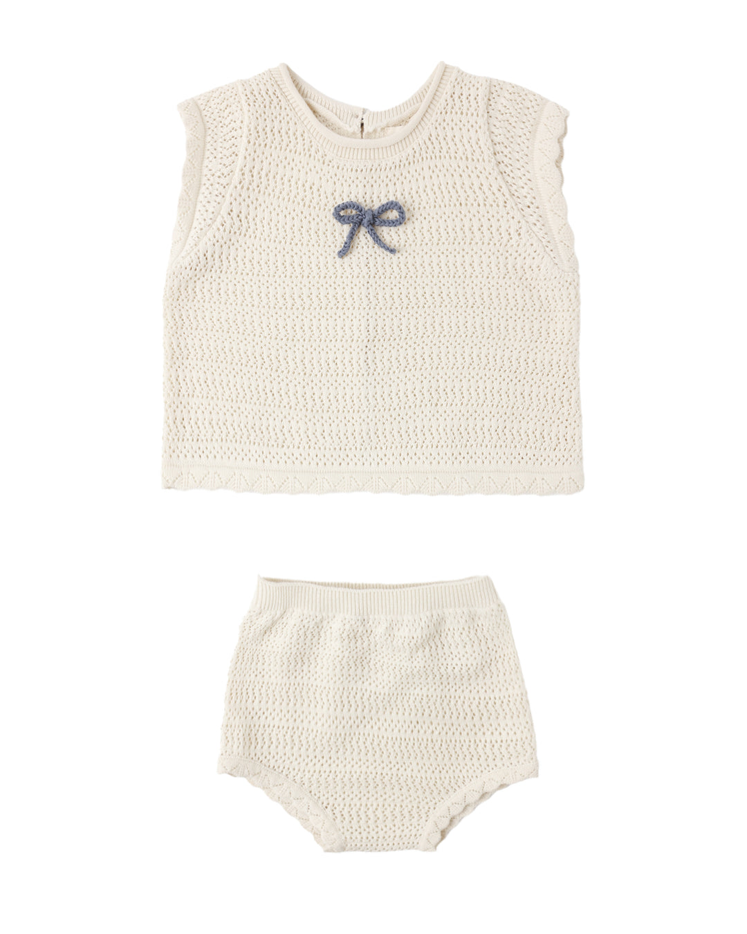 Scallop Knit Baby Set Natural