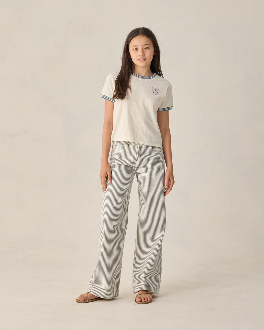 Teen Ringer Tee Anchor Bow