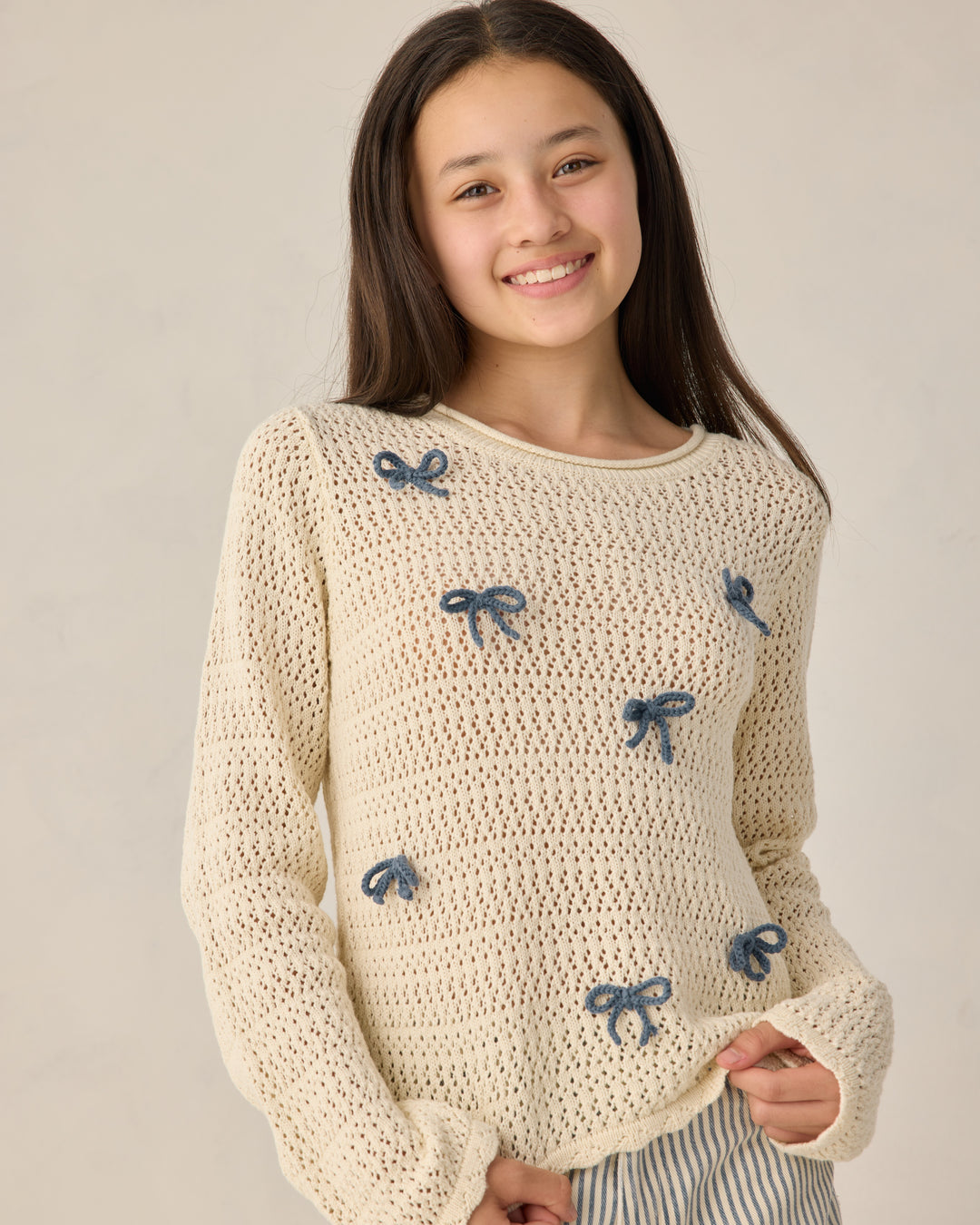 Teen Crochet Knit Pullover Bows