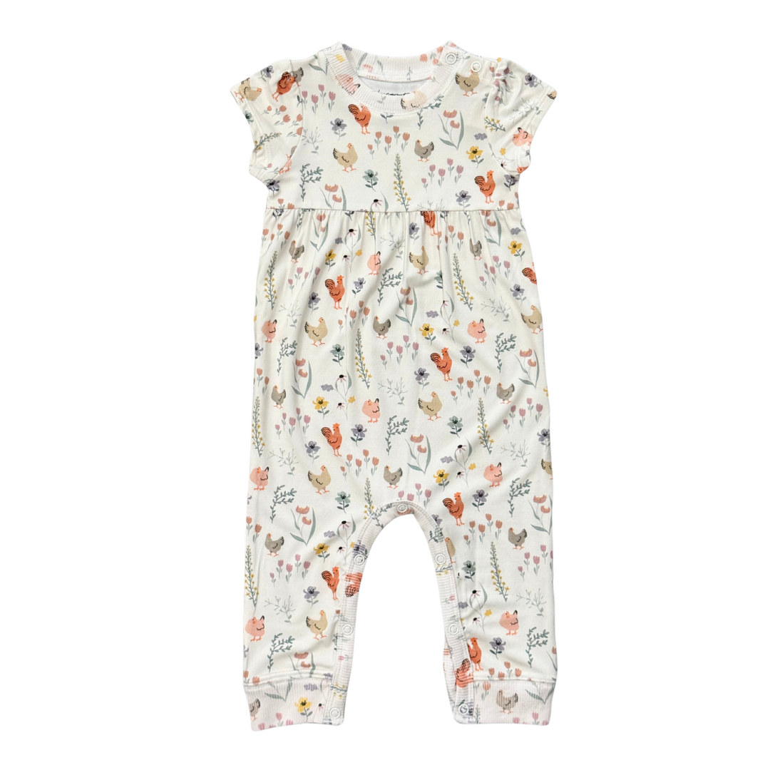 Floral Chickens Pant Romper