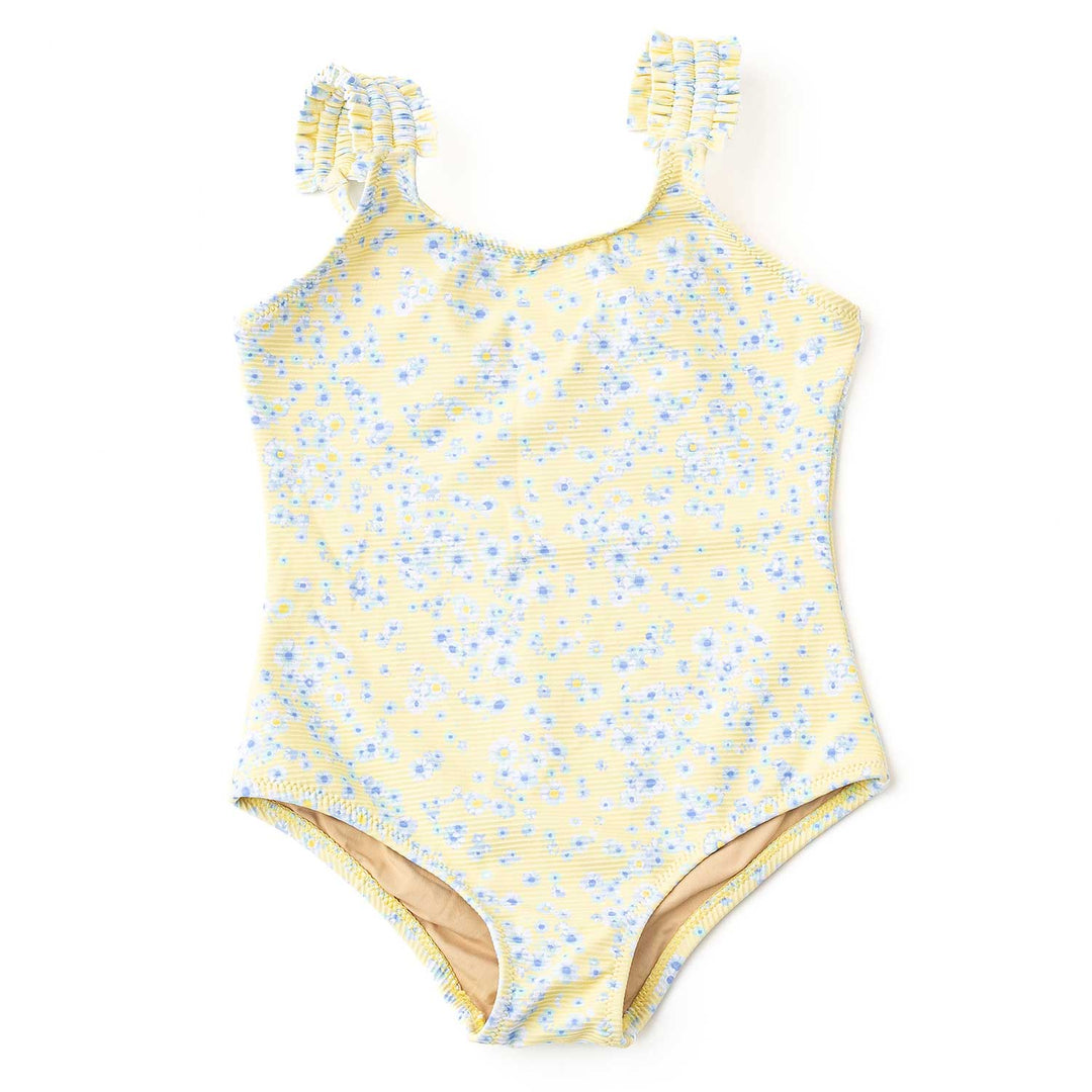 Butter Blooms Girls Ribbed One Shoulder One Piece Swimsuit