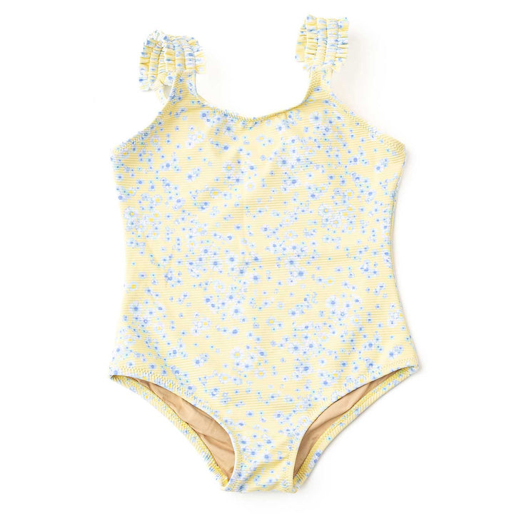 Butter Blooms Girls Ribbed One Shoulder One Piece Swimsuit