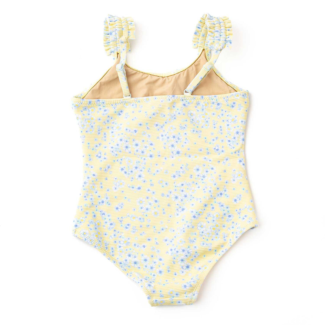 Butter Blooms Girls Ribbed One Shoulder One Piece Swimsuit