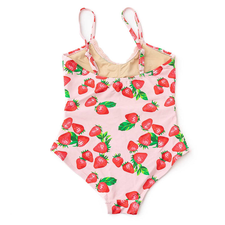 Strawberry Bliss Crochet Trim Monokini One Piece Swimsuit