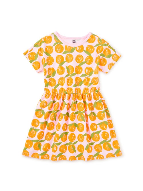 Valencia Orange Short Sleeve Twirl Dress