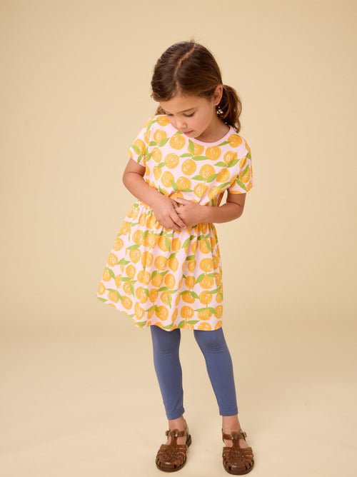 Valencia Orange Short Sleeve Twirl Dress