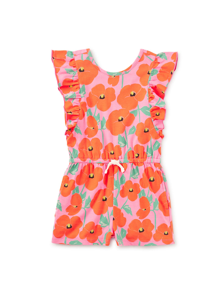 Poppy Poppies Flutter Sleeve Romper