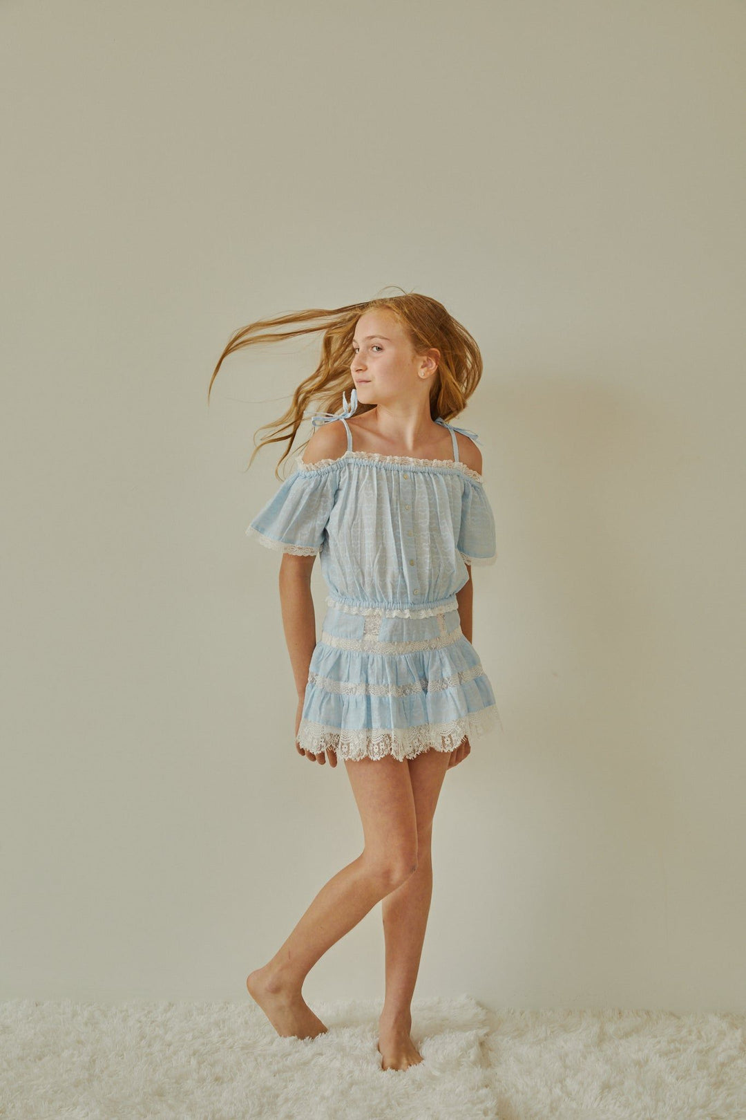 Luna Pastel Blue Heart Mini Skirt