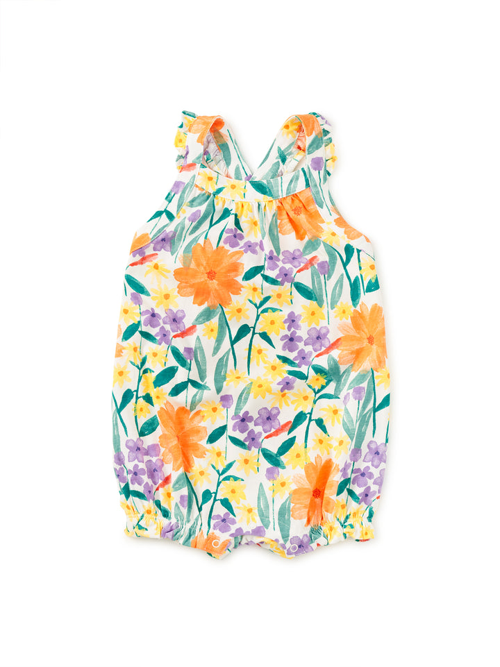 Watercolor Floral Cross-back Baby Romper