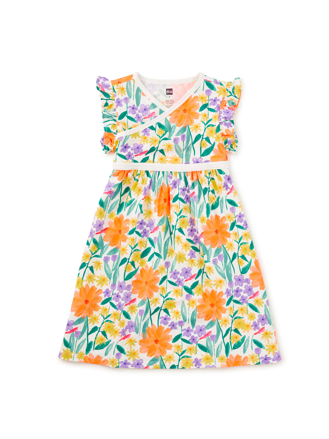 Watercolor Floral Wrap Neck Dress