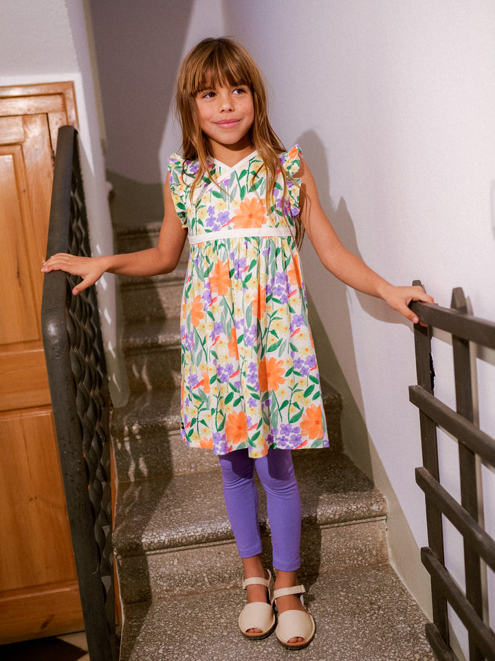 Watercolor Floral Wrap Neck Dress