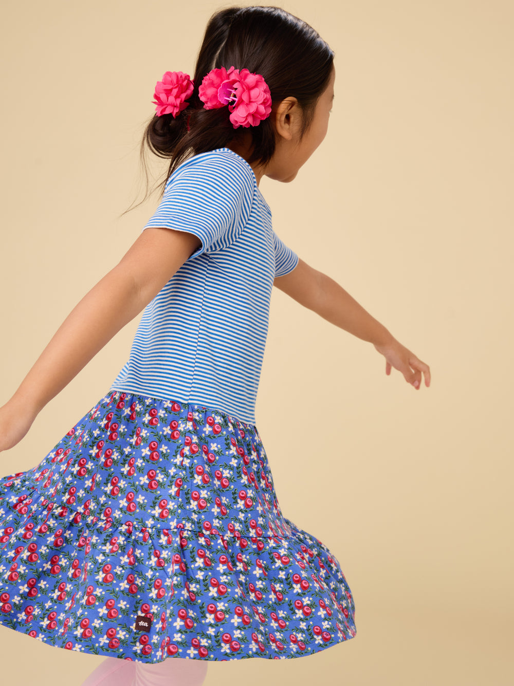 Flamenco Fan Rose Tier Skirted Twirl Dress