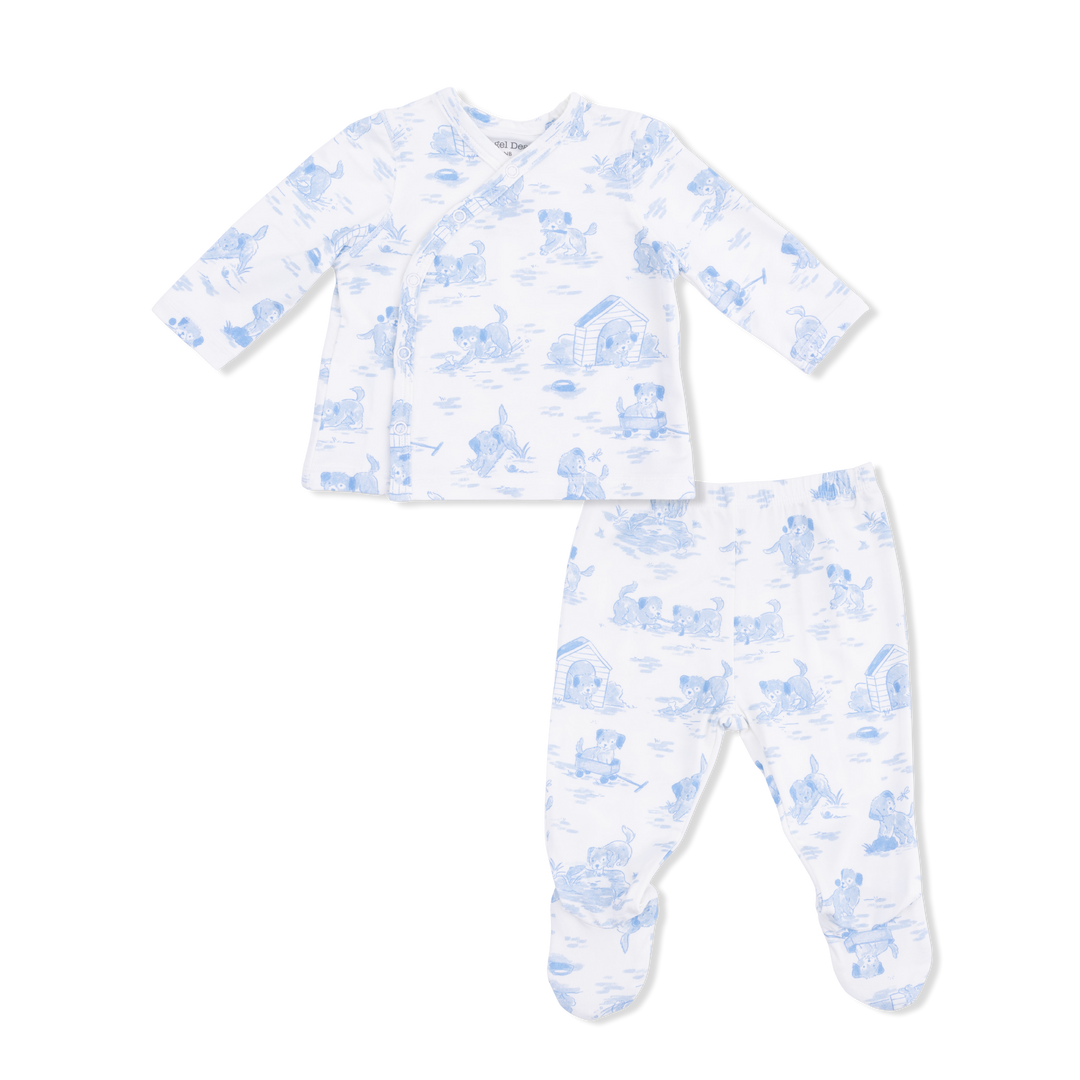 Puppy Toile Blue - Take Me Home Set With Convertible Pant