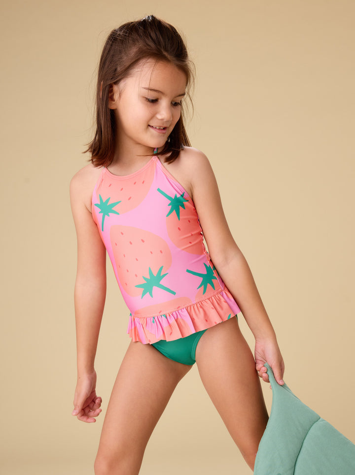 Fresas Favoritas Peplum One-Piece Swimsuit