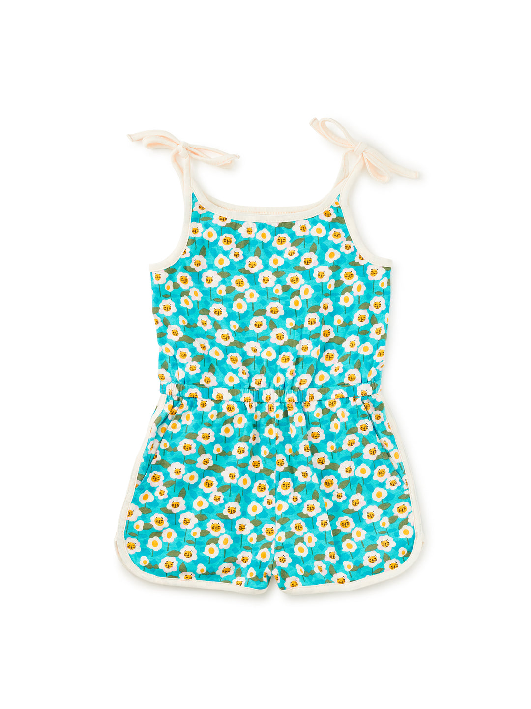 Kitty Floral Tie Shoulder Sporty Romper