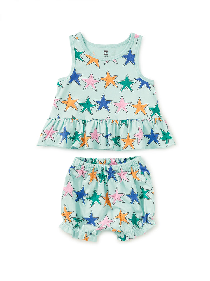 Starfish Tank Ruffle Baby Set