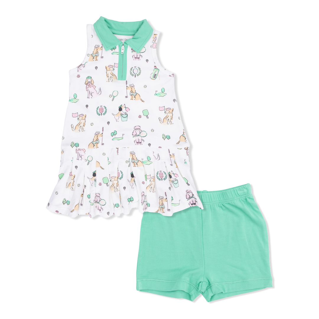 Country Club Dogs Pink - Polo Tennis Dress With Cartwheel Short