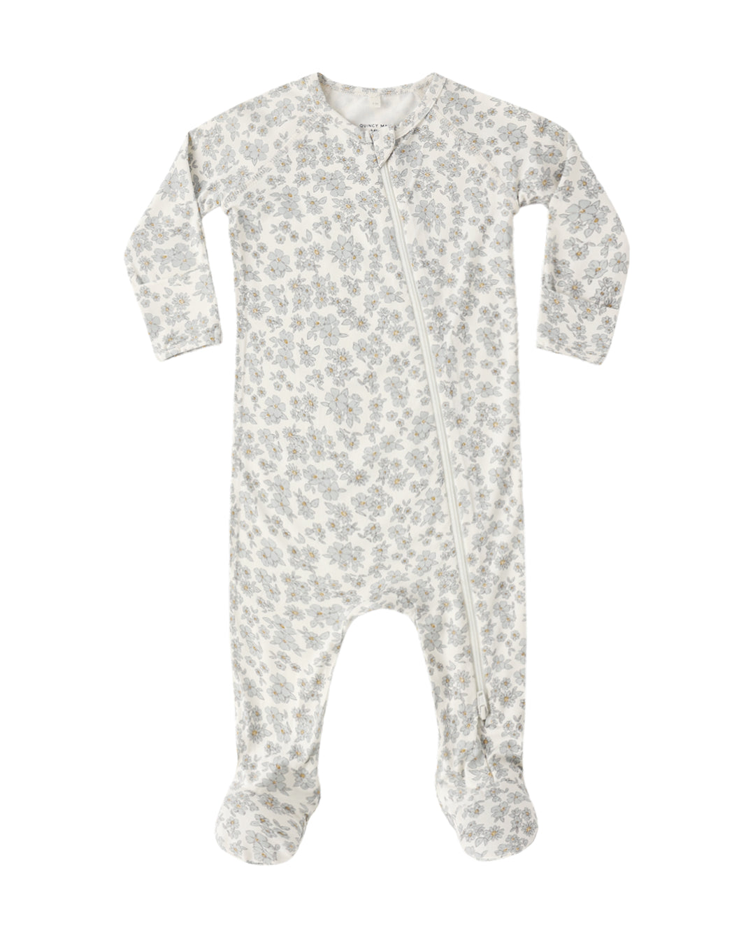 Bamboo Zip Footie Blue Floral