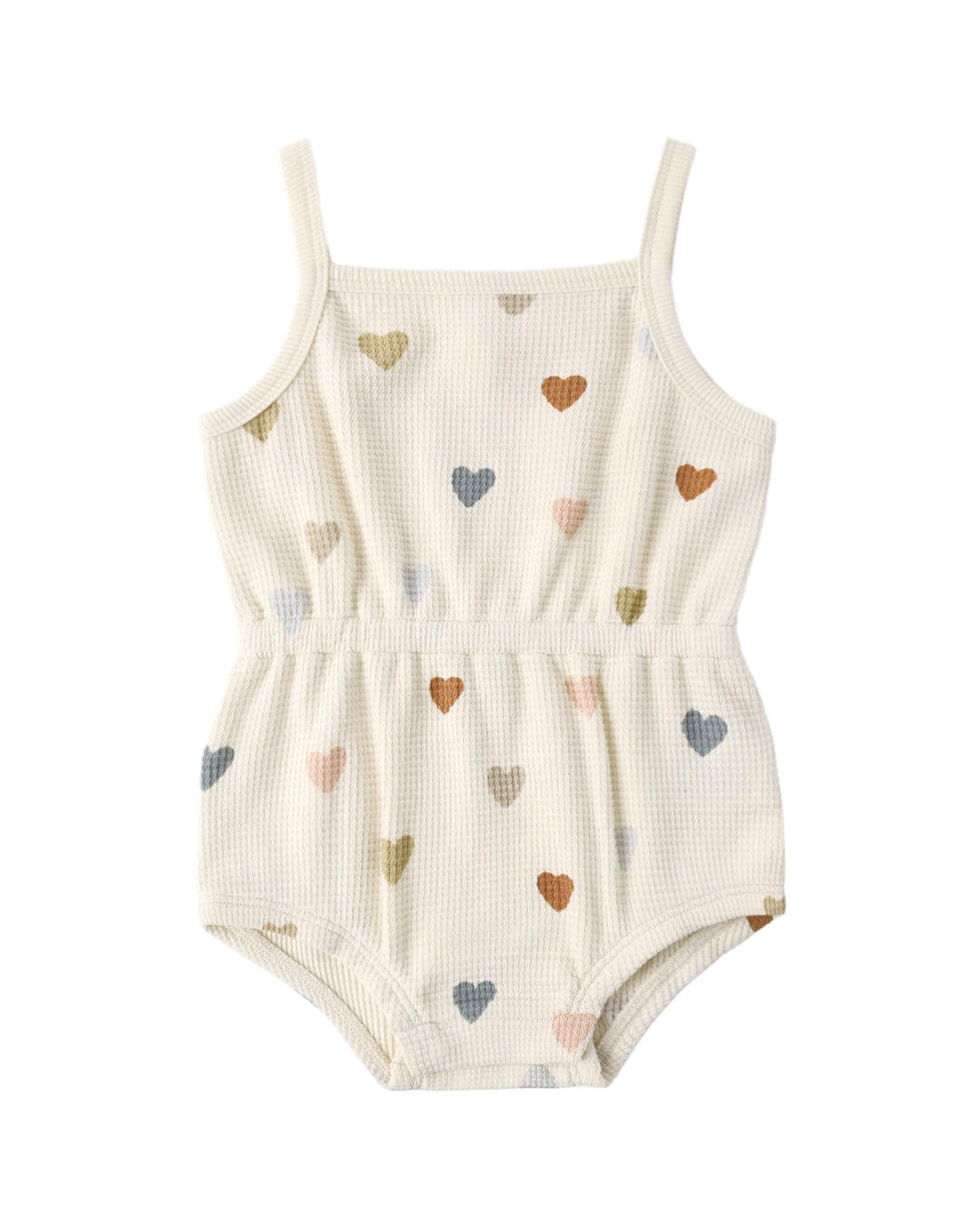 Waffle Cinch Romper Confetti Hearts