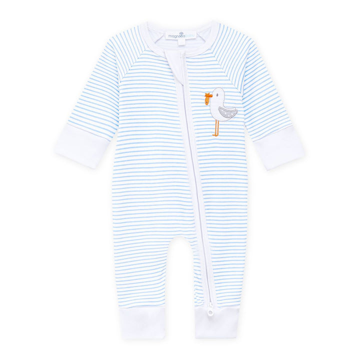 Seabird Shores Applique Light Blue Zip Playsuit