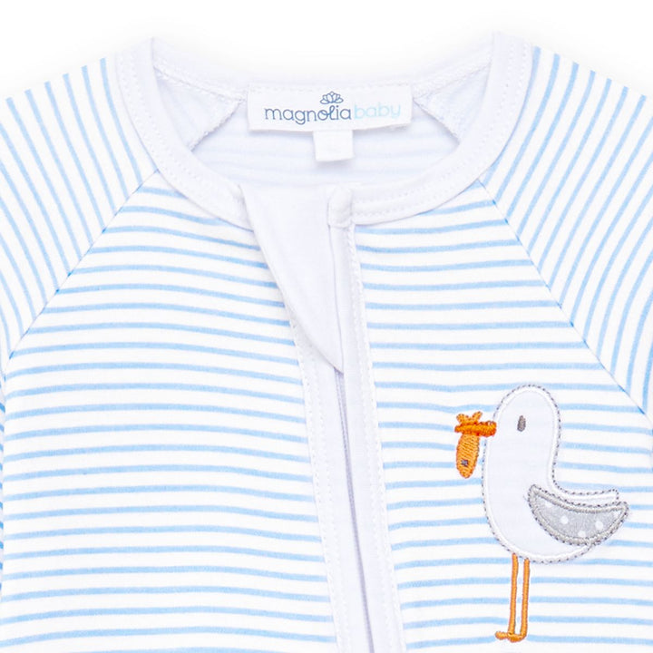 Seabird Shores Applique Light Blue Zip Playsuit