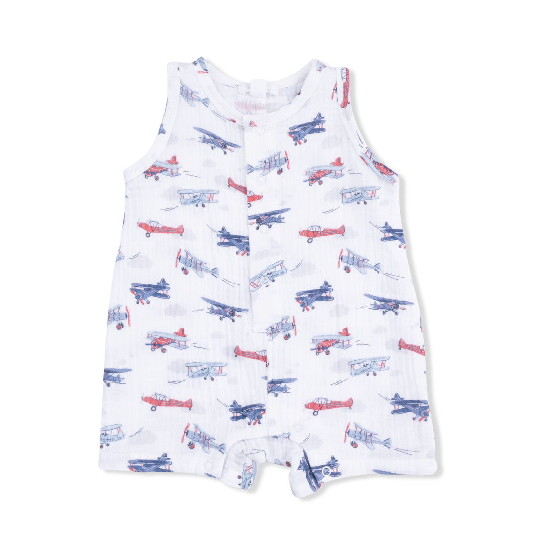 Vintage Planes Muslin Sleeveless Romper