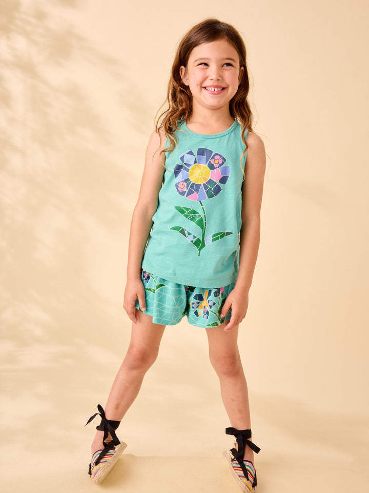 Sporty Petal Shorts Mosaic Floral